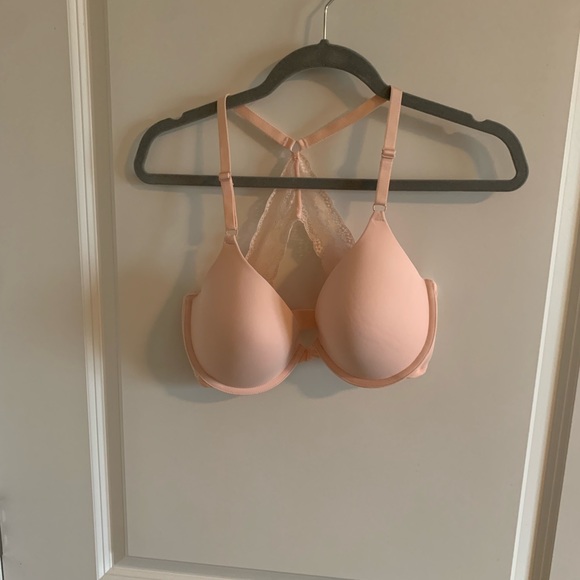 SO Intimates Nude Front Closure Lace Razor Back Elastic Adjustable Back Bra 36D - Picture 2 of 5